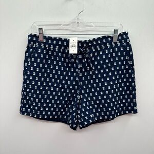 Loft blue/white elastic tie waist mini womans 100% cotton short.  NWT SM